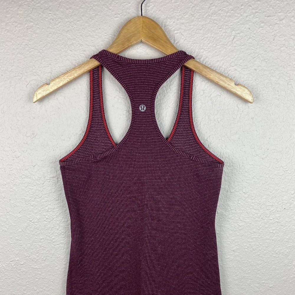 Lululemon Racerback Striped Tank Top Burgundy